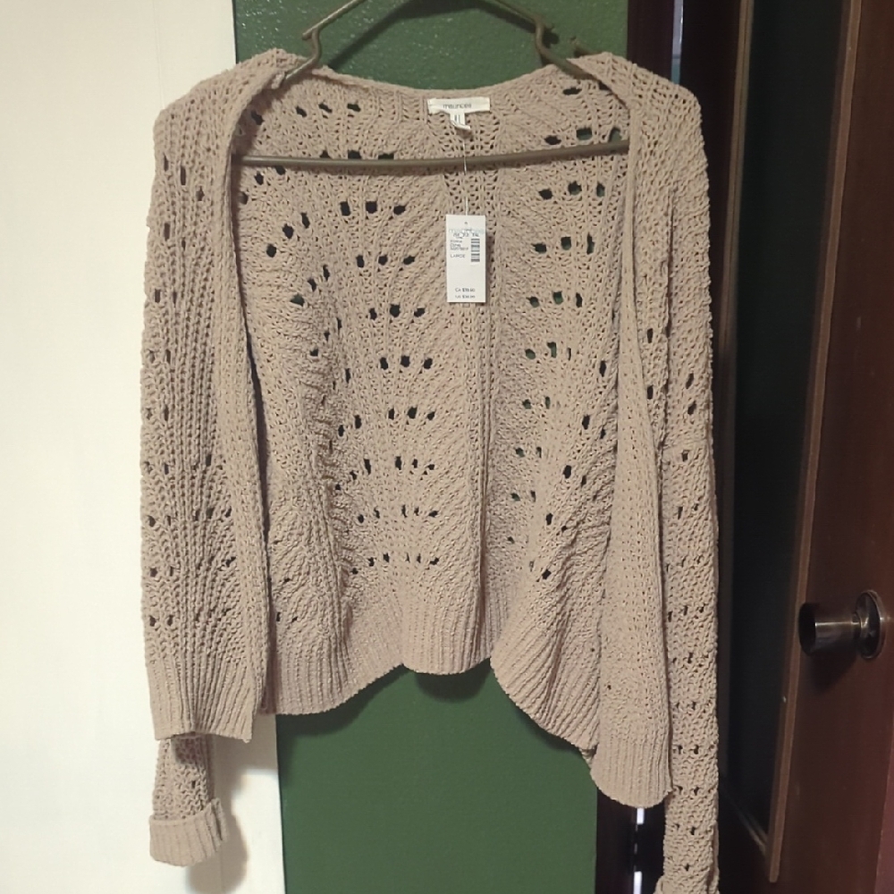 Maurices Taupe Open-Knit Cardigan